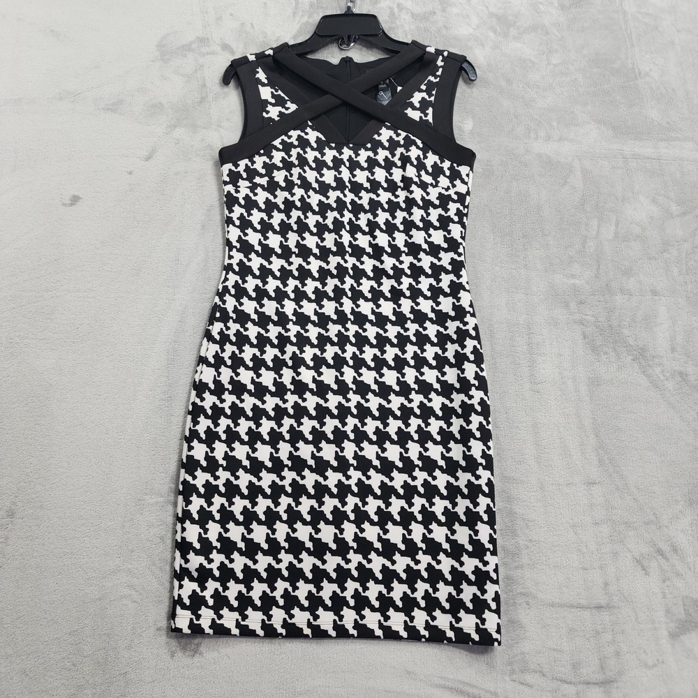 NEW En Focus Studio‎ Dress Womens 6 Black White Houndstooth Sleeveless Sheath